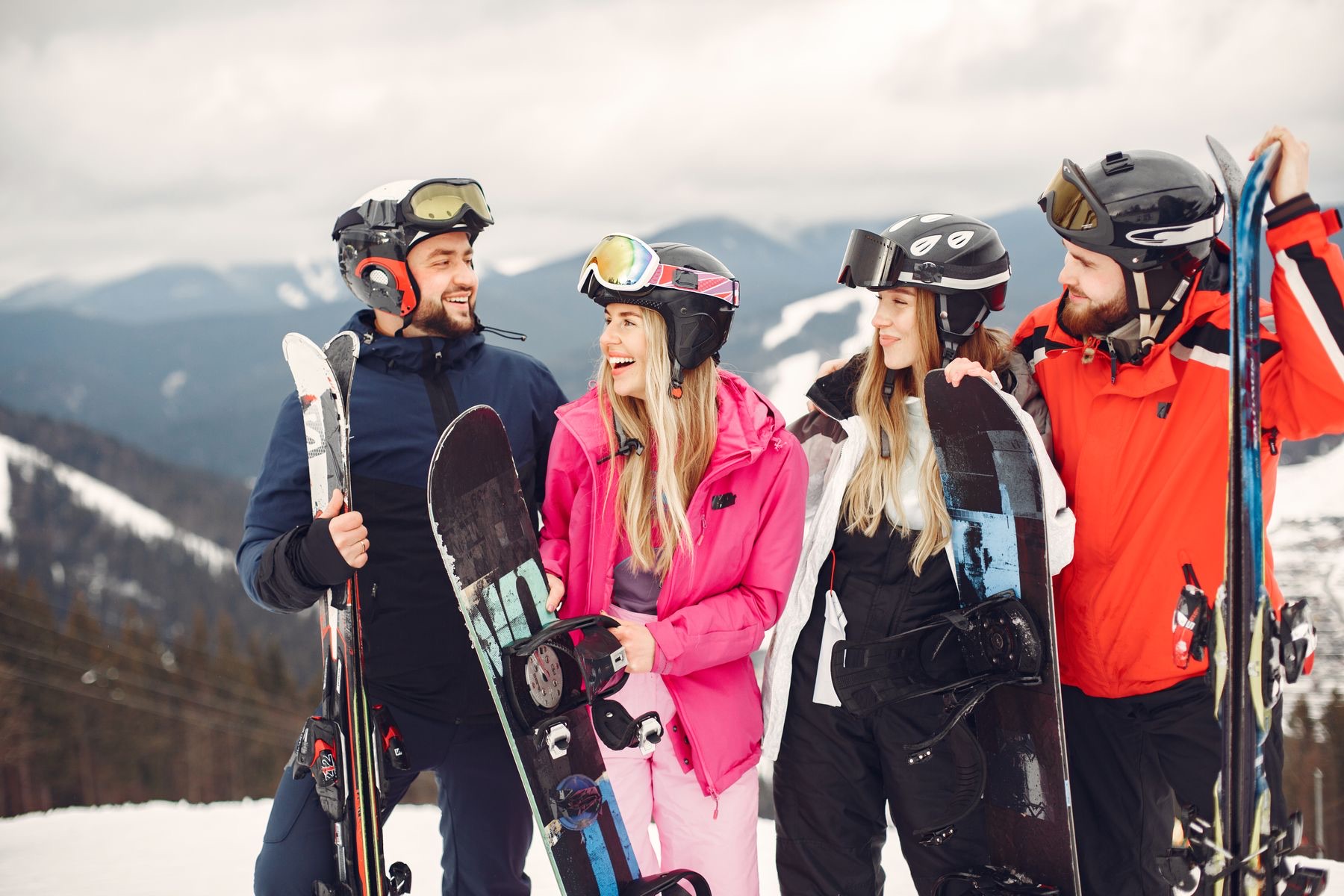 A group of friends in ski gear