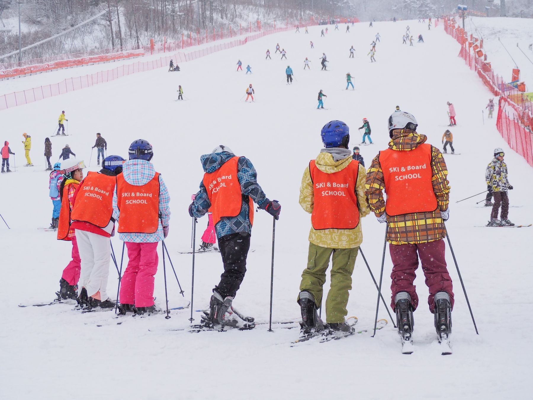 Beginners on a gentle slope